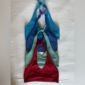 J.Crew | Set of 4 Waffle Knit Halter Bralette Crop Top